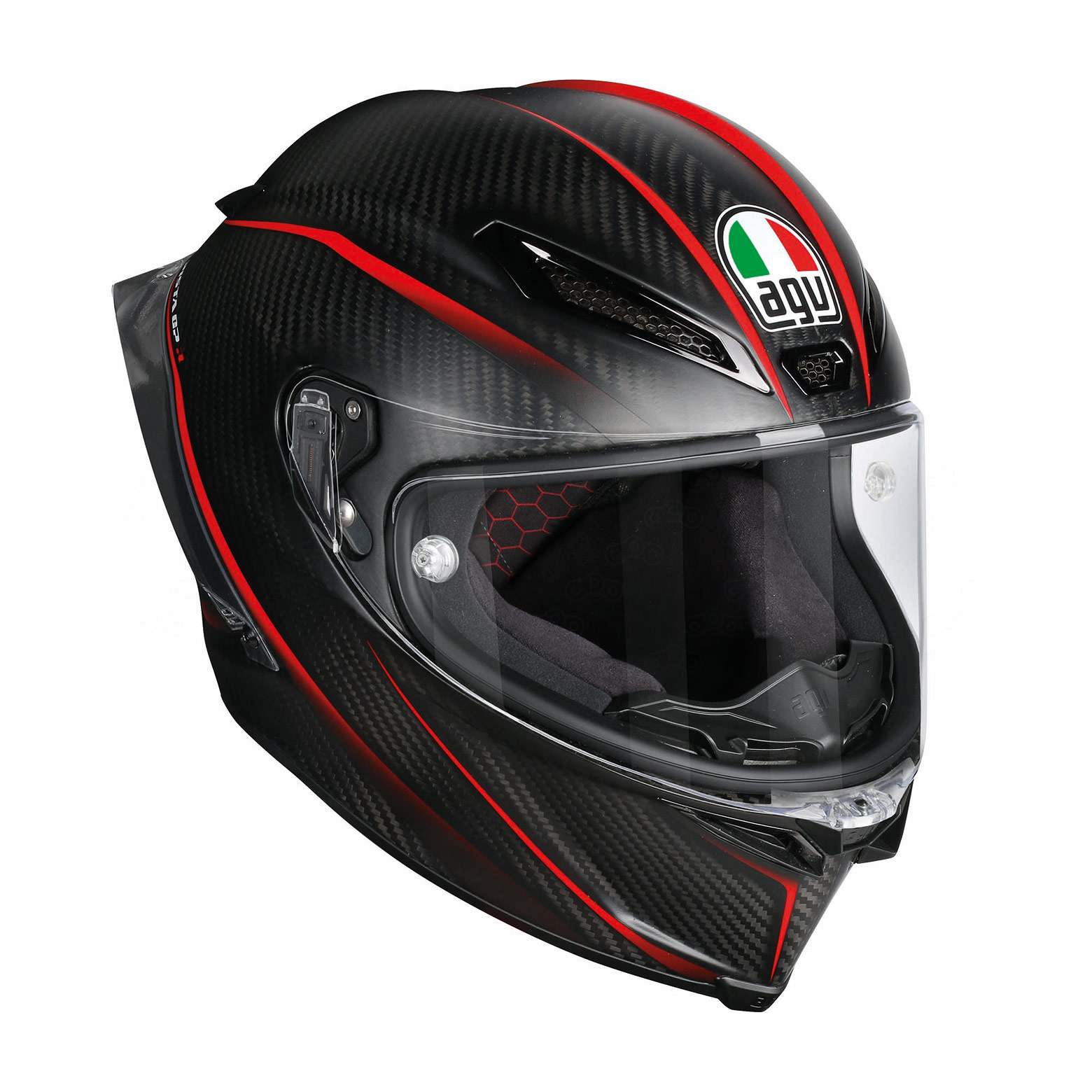 Шлем AGV Pista GP R в расцветке Carbon Black – Red.